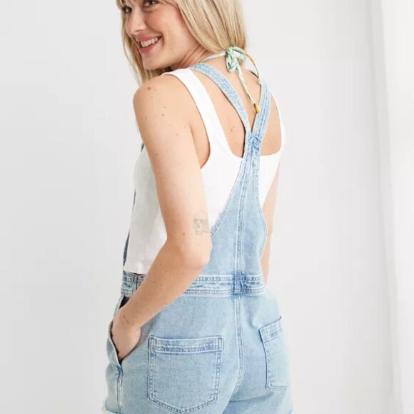 Aerie Denim Shortalls, Light Blue, xs - Picture 5 of 9